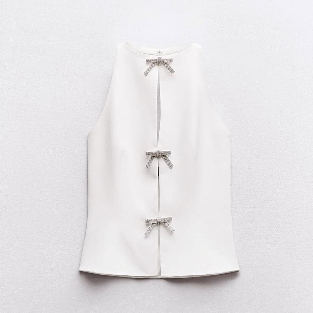 Zara Top With Rhinestone Bow |